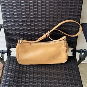 Coach Tan Leather Demi Bag, Baguette, Y2K